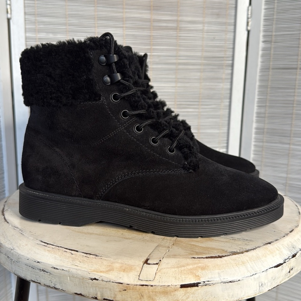 Vince Hayes Black Shearling Hiker Boots